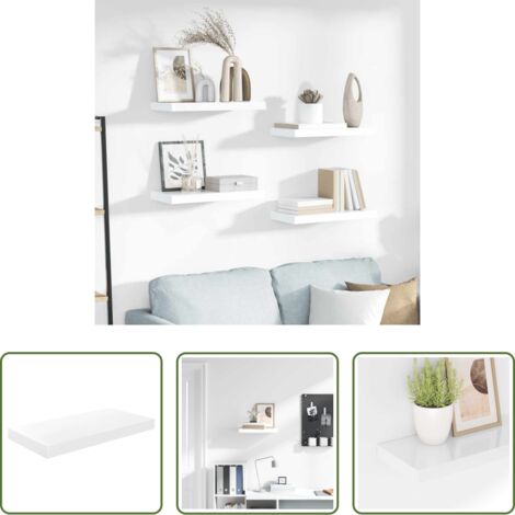 Scaffale a parete -  Scaffale a Parete Bianco Lucido 50x23x3,8 cm in MDF