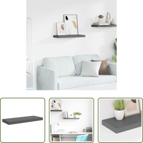 Scaffale a parete -  Scaffale a Parete Grigio Lucido 60x23,5x3,8 cm in MDF