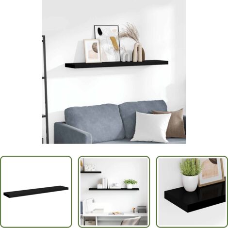 Scaffale a parete -  Scaffale a Parete Nero 120x23,5x3,8 cm in MDF
