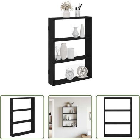 Scaffale a parete - Scaffale a Parete Nero 43x9x60 cm in Legno Multistrato