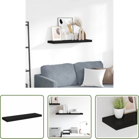 Scaffale a parete -  Scaffale a Parete Nero 80x23,5x3,8 cm in MDF