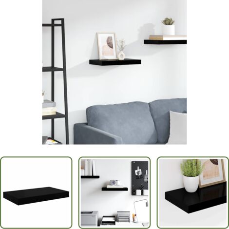 Scaffale a parete - Scaffale a Parete Nero Lucido 40x23x3,8 cm in MDF