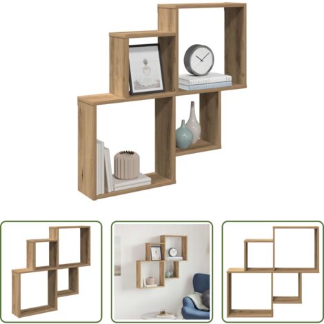 Scaffale a parete -  Scaffale a Parete Rovere Artigianale 80x15x78,5 cm Truciolato