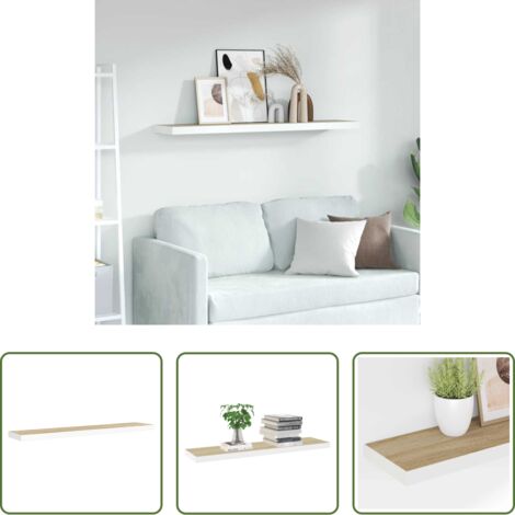 Scaffale a parete -  Scaffale a Parete Rovere e Bianco 120x23,5x3,8 cm in MDF