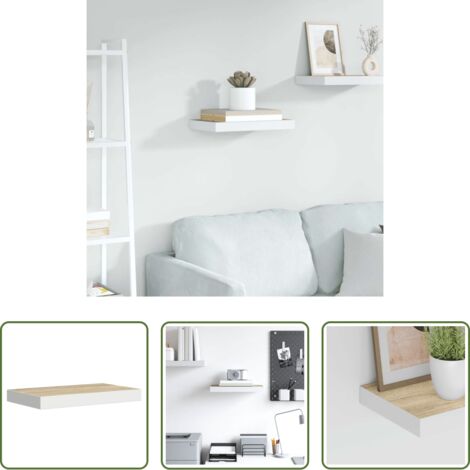 Scaffale a parete -  Scaffale a Parete Rovere e Bianco 50x23x3,8 cm in MDF