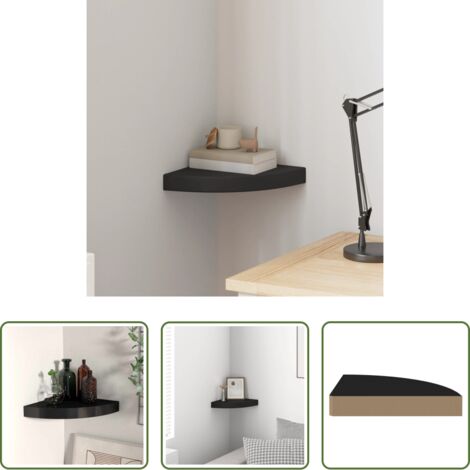 Scaffale a Parete -  Scaffale Angolare a Parete Nero 25x25x3,8 cm in MDF