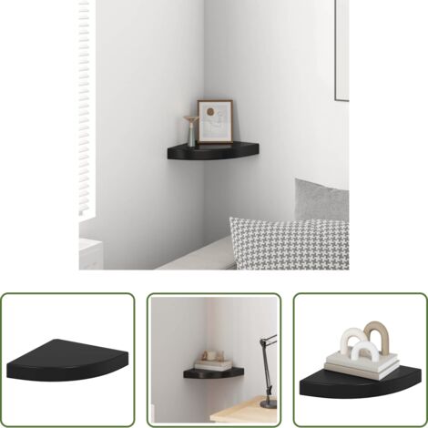 Scaffale a Parete -  Scaffale Angolare a Parete Nero Lucido 25x25x3,8 cm in MDF