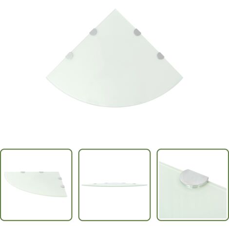 Scaffale a Parete -  Scaffale Angolare con Supporti Cromati Vetro Bianco 45x45 cm