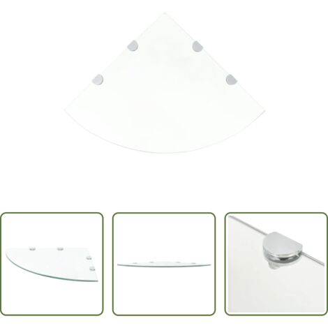 Scaffale a Parete -  Scaffale Angolare con Supporto in Cristallo Vetro Chiaro 45x45 cm