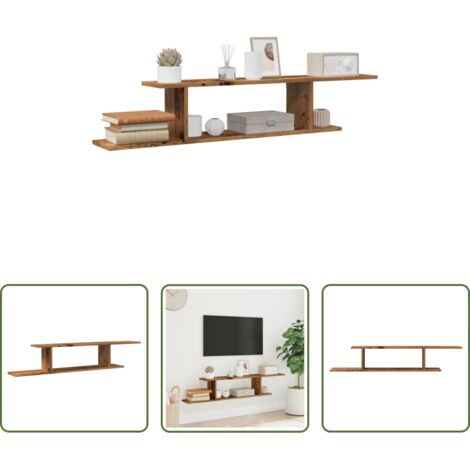 Scaffale a parete -  Scaffale TV Parete Legno Antico 125x18x23 cm Legno Multistrato