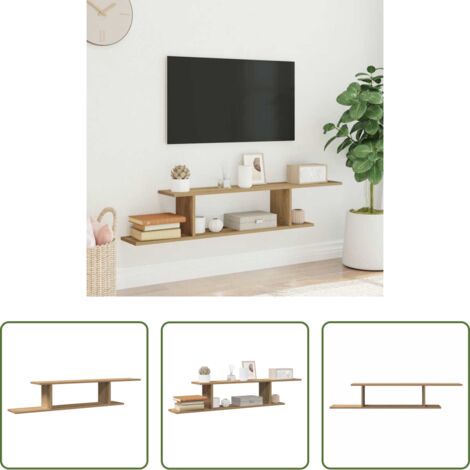 Scaffale a parete -  Scaffale TV Parete Rovere Artigianale 125x18x23 cm Truciolato