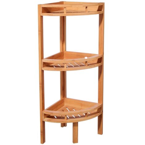 Scaffale ad Angolo a 3 Ripiani in bambu 29x29x85cm