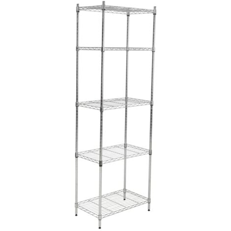 scaffale ad incastro easy system in metallo cromato 5 ripiani, 59x34x174 cm