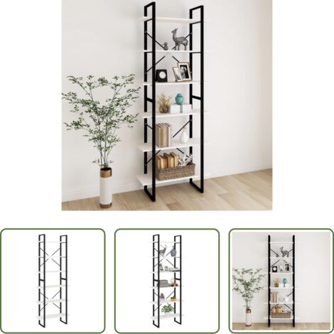 Scaffale alto -  Scaffale Alto Bianco 80x30x210 cm in Legno Massello di Pino