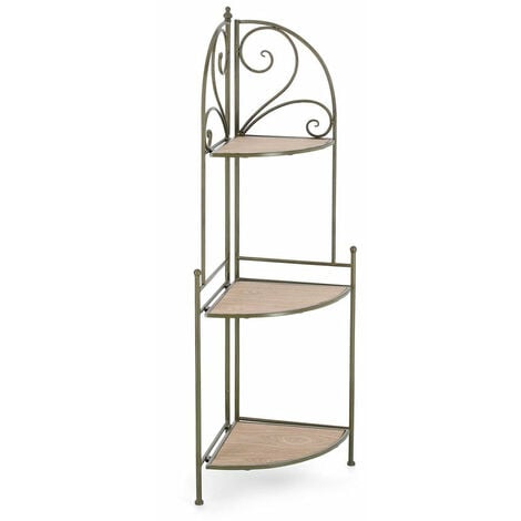 Scaffale Angolare 3 Ripiani 49x33x126 cm in Acciaio Guenda Verde Scuro