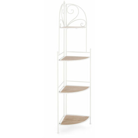 Scaffale Angolare 4 Ripiani 48x35x165,5 cm in Acciaio Guenda Bianco