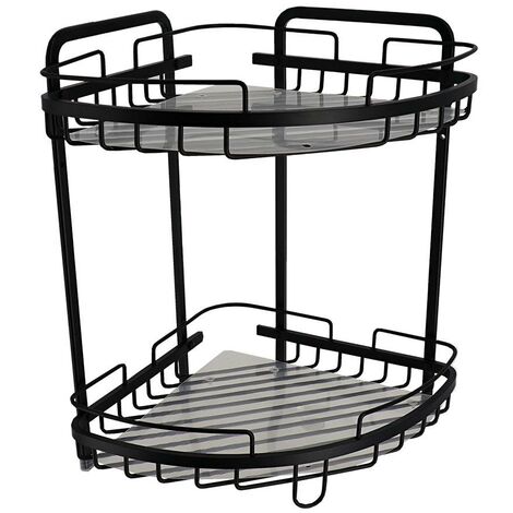 Scaffale angolare a 2 livelli in filo di alluminio - nero - Tendance