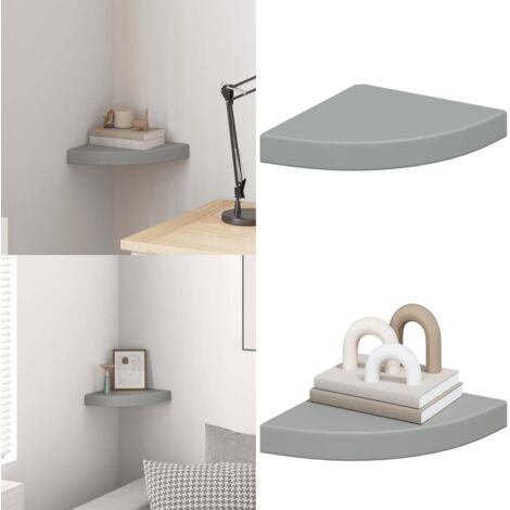 Scaffale Angolare a Parete Grigio 25x25x3,8 cm in MDF - Scaffale a parete - Scaffale in mdf