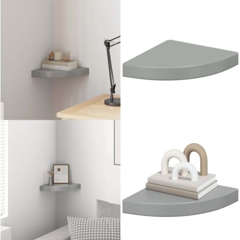 Scaffale Angolare a Parete Grigio Lucido 25x25x3,8 cm in MDF - Scaffale a muro - Scaffale per libri