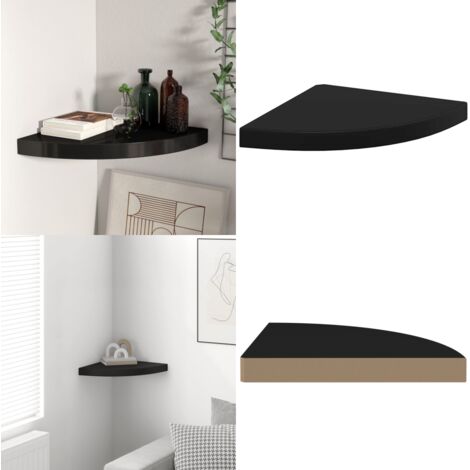 Scaffale Angolare a Parete Nero 35x35x3,8 cm in MDF - Scaffale a Parete - Scaffale in MDF
