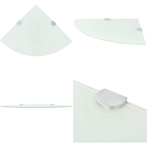 Scaffale Angolare con Supporto in Cristallo Vetro Bianco 35x35 cm - Scaffale a Parete - Scaffale in Vetro