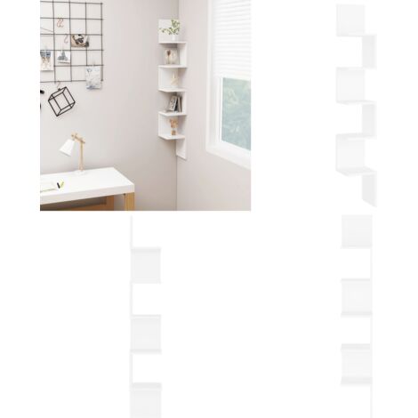 Scaffale Angolare da Parete Bianco 20x20x127,5cm in Truciolato - Scaffale da Parete - Scaffale in Truciolato