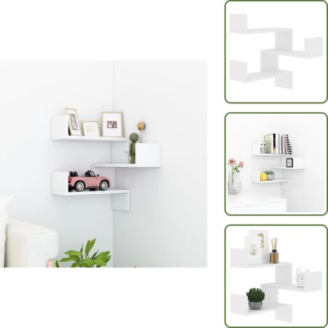 Scaffale angolare in legno - vidaXL Scaffale Parete Angolo Bianco 40x40x50 cm in Legno Multistrato - Scaffale da parete