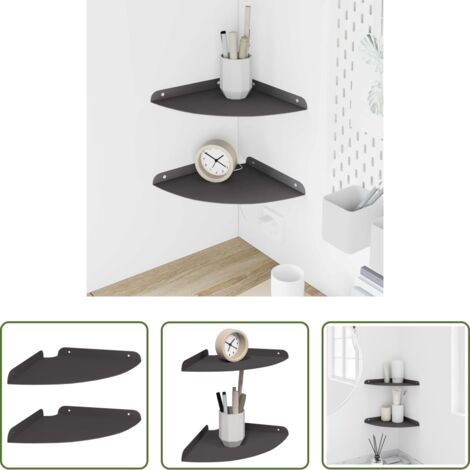 Scaffale angolare -  Mensola Galleggiante per Angolo 2 pcs Nero 24 x 24 x 2 cm