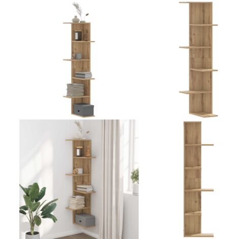 Scaffale Angolare Muro Rovere Artigianale 36,5x36,5x140cm Legno - Scaffale in legno - Scaffale da parete