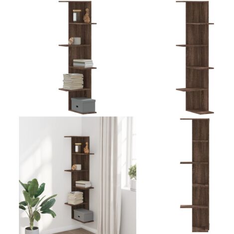 Scaffale Angolare Muro Rovere Marrone 36,5x36,5x140 cm Legno - Scaffale in legno - Scaffale muro