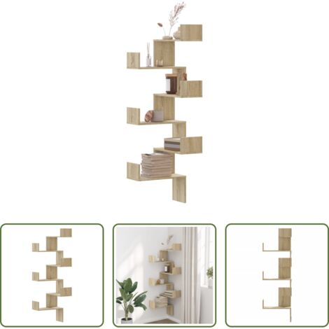Scaffale angolare -  Scaffale Angolare a Muro Sonoma 45x45x147 cm Legno Multistrato