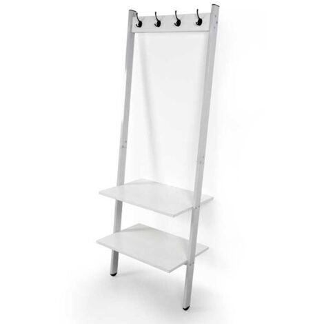Scaffale appendiabiti bianco industrial parete inclinato cm 64 x 45 x 180 h
