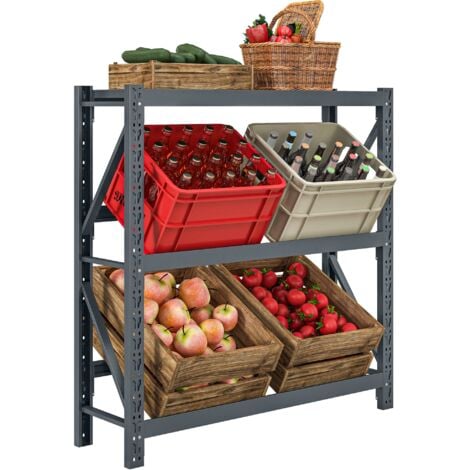 Scaffale Autoportante a 3 Livelli Ripiani Regolabili per 6 Casse di Bevande 110x30x110 cm Grigio