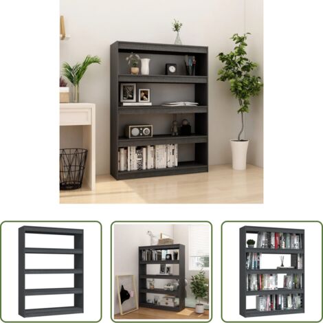 Scaffale autoportante -  Libreria/Divisorio Grigio 100x30x135,5 cm in Legno di Pino