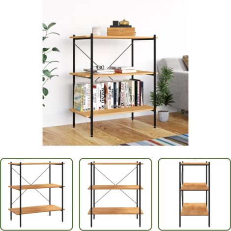 Scaffale autoportante -  Scaffale a 3 ripiani nero e rovere 80x40x92 cm