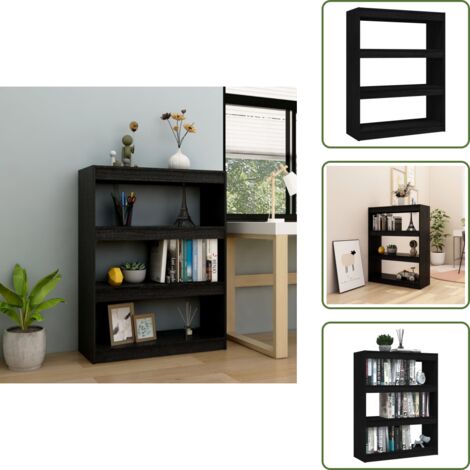 Scaffale autoportante - vidaXL Libreria/Divisorio Nero 100x30x103 cm in Legno Massello di Pino - Scaffale per libri