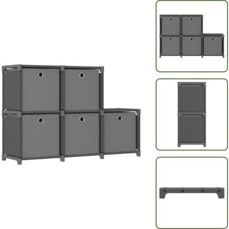 Scaffale autoportante - vidaXL Mensola con 5 Vani a Cubo Scatole Grigia 103x30x72,5 cm Tessuto - Scaffale per libri