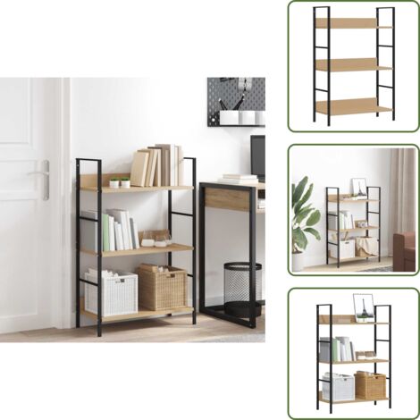 Scaffale Autoportante - vidaXL Scaffale Libri 3 Ripiani Rovere 60x27,6x90,5 Legno Multistrato - Scaffale in Acciaio