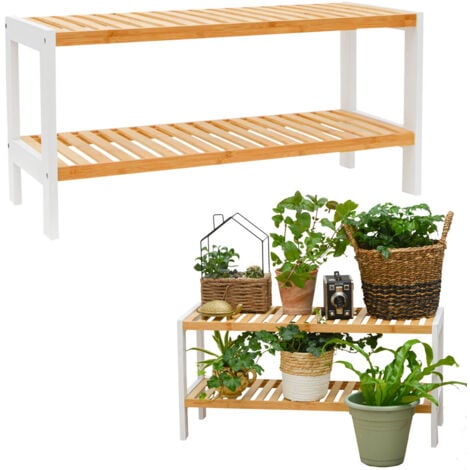 Scaffale Basso di Bambù 70x33x26 Scarpiera Legno Mobiletto Bagno Cucina Balcone