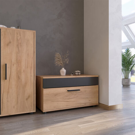 Scaffale Berno, Rovere dorato/antracite, 70.8 x 38.9 cm con porta a battente, Vicco