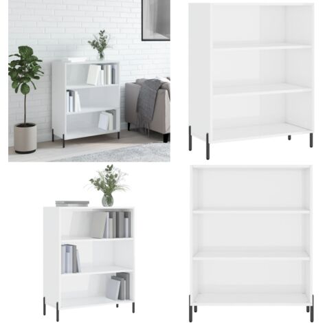 Scaffale Bianco Lucido 69,5x32,5x90 cm in Legno Multistrato - Scaffale moderno - Scaffale in metallo