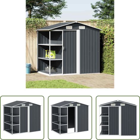 Scaffale -  Capanno da Giardino con Scaffali Antracite 205x130x183 cm Ferro