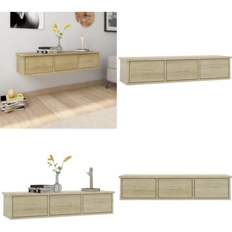 Scaffale Cassetti Parete Rovere Sonoma 88x26x18,5cm Multistrato - Cassetti - Armadio da parete