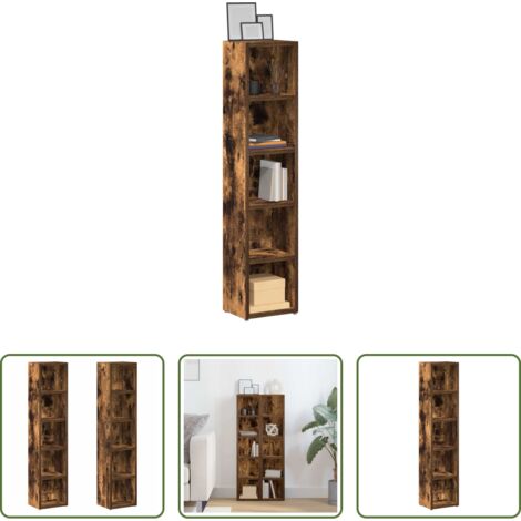 Scaffale CD -  Mobili Porta CD 2pz Rovere Fumo 21x16x93,5cm Legno Multistrato