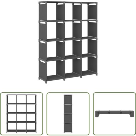 Scaffale con 12 vani -  Mensola con 12 Vani a Cubo Grigia 103x30x141 cm in Tessuto