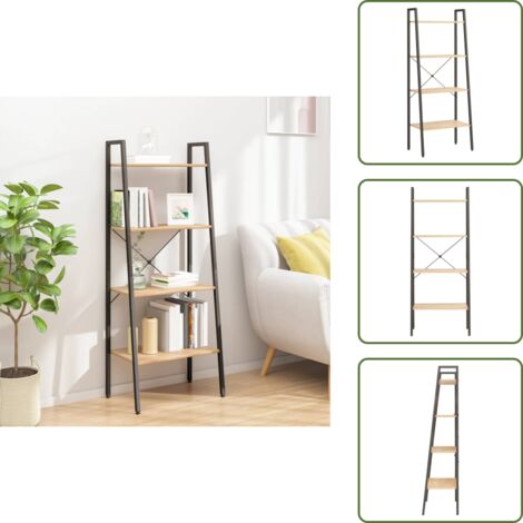 Scaffale con 4 ripiani - vidaXL Scaffale Autoportante 4 Ripiani Marrone Chiaro Nero 56x35x140cm - Scaffale in acciaio