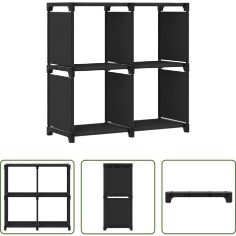 Scaffale con 4 vani - Mensola con 4 Vani a Cubo Nera 69x30x72,5 cm in Tessuto