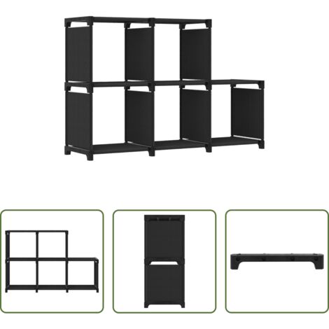 Scaffale con 5 vani -  Mensola con 5 Vani a Cubo Nera 103x30x72,5 cm in Tessuto