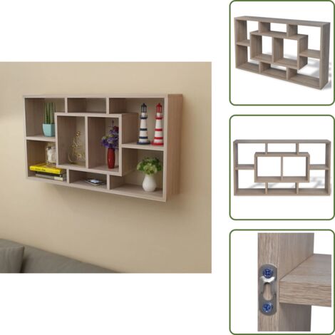 Scaffale con 8 scomparti - vidaXL Espositore da Parete Pensile 8 Scomparti Color Rovere - Scaffale per libri