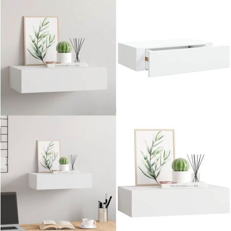 Scaffale con Cassetti da Parete Bianco 40x23,5x10 cm in MDF - Cassetto - Scaffale in mdf